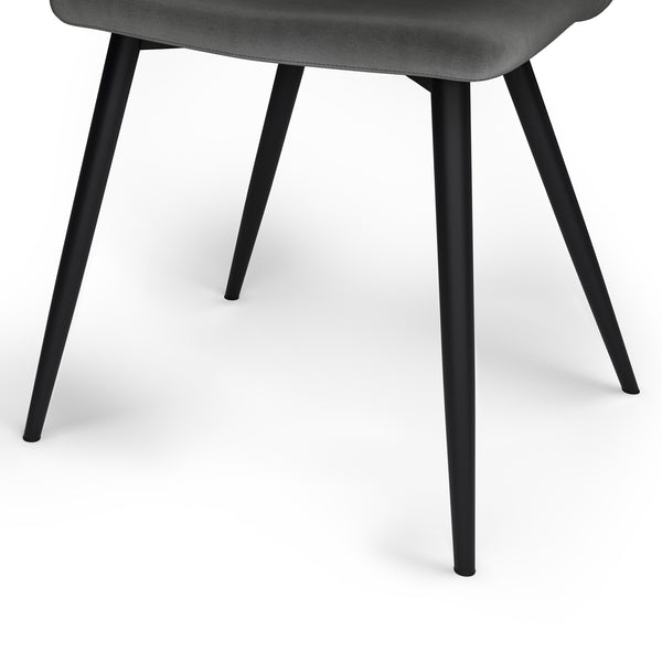 English Elm Baylor Velvet Dining Chair Set of 2 - Dark Grey Upholstered Curved Seat, Angled Black Metal Legs, Versatile B136P158474