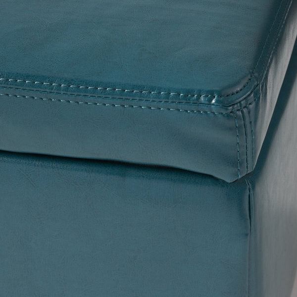 English Elm Glouster Bench Style Pu Leather Storage Ottoman with Soft Close Lid for Bedroom Teal 57742.00TEL