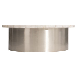 Bernhardt Bernhardt White Agate Shimla Cocktail Table With German Silver Canister Base — Elegant Centerpiece 328480