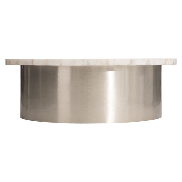 Bernhardt Bernhardt White Agate Shimla Cocktail Table With German Silver Canister Base — Elegant Centerpiece 328480