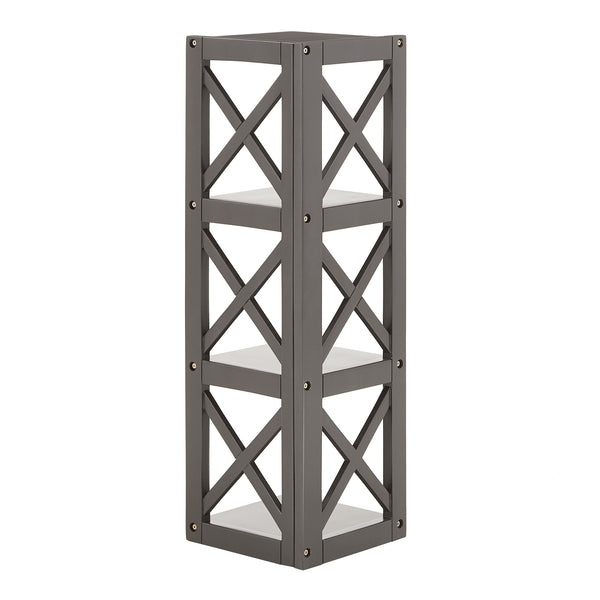 Homelegance By Top-Line Julius X-Frame 3-Shelf Bookcase Grey Rubberwood