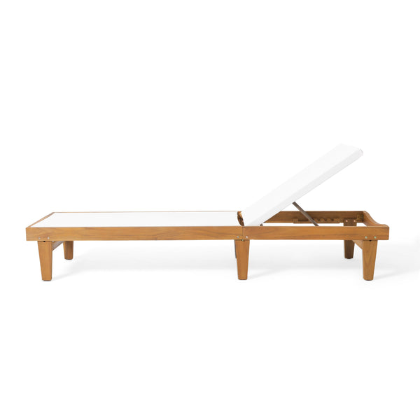 English Elm Summerland Acacia Wood Outdoor Chaise Lounge with Breathable Mesh Seat for Patio 60018.00