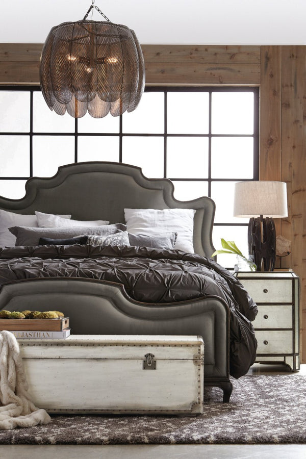 Hooker Furniture Arabella Eglomisé Mirrored Nightstand With 3 Drawers, Cedar Liner, Felt Top, Usb & Outlet Power 1610-90116-EGLO