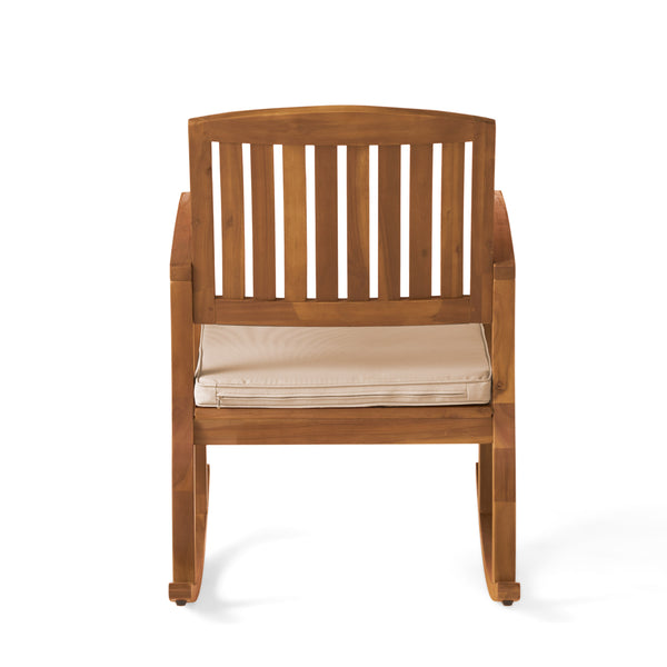 English Elm Acacia Hardwood Outdoor Rocking Chair with Cushions Slat Design for Porch or Deck 57496.00WCACA