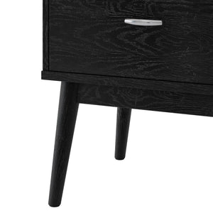 English Elm Christopher Knight Home® - DISA Mid-Century 1-Drawer Nightstand in Black Faux Wood with Splayed Legs, Silver Pull, Compact Storage 71156.00BLK