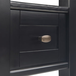 English Elm Warm Shaker Solid Wood 14-Inch Narrow Side Table – Elegant Black Finish With Storage For Small Spaces B136P159659-GIGA