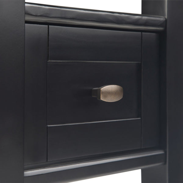 English Elm Warm Shaker Solid Wood 14-Inch Narrow Side Table – Elegant Black Finish With Storage For Small Spaces B136P159659-GIGA