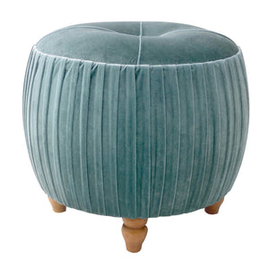 New Pacific Direct Helena Small Round Ottoman With Natural Wood Legs – Plush Velvet, Tufted Top, And Elegant Design Emerald 100% Polyester 1600008-185-npd