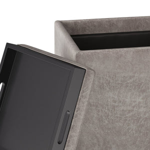 English Elm Rockwood - Stylish Multi-Functional Cube Storage Ottoman With Flip-Over Tray In Grey Taupe B136P159100-GIGA