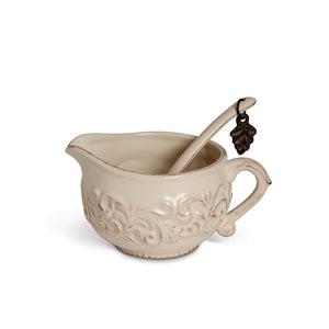 Acanthus Stoneware Gravy Boat with Ladle EAW92617 Park Hill