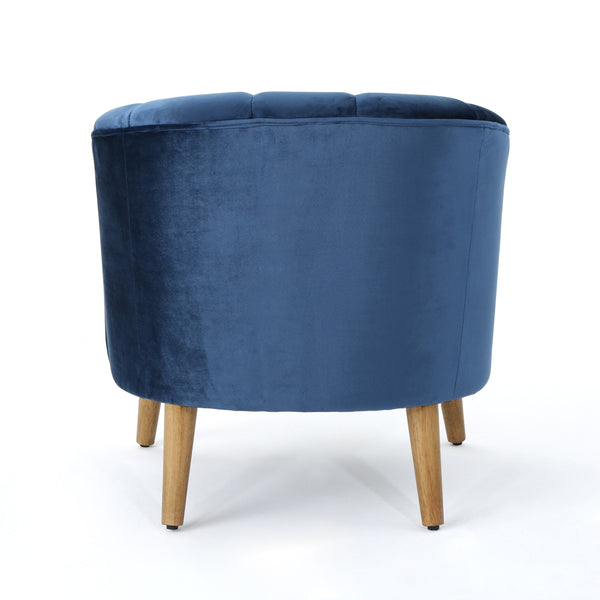 English Elm Chair Velvet Club Seat with Channel Stitching and Rubberwood Legs for Modern Interiors 61714.00
