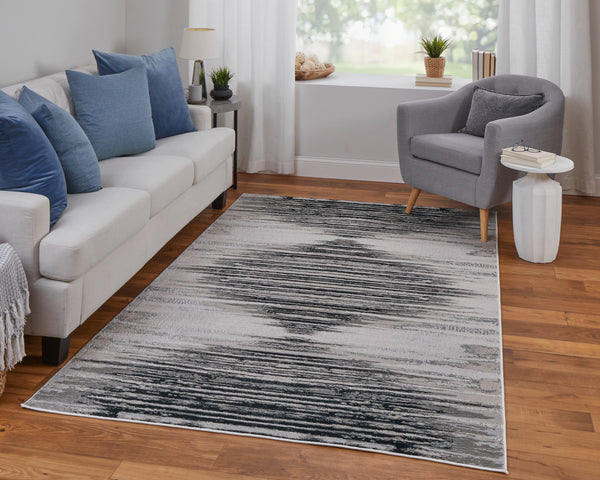 Feizy Rugs Micah Geometric Area Rug – Soft, Durable, And Stylish For High Traffic Spaces In Contemporary Homes Black,Silver,Taupe Polyester,Polypropylene 69439lrfblkslve10