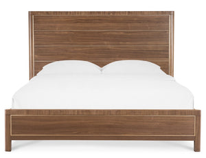 Hooker Furniture Eleana Sculptural Queen Bed With Light Caramel Walnut Veneer, Rounded Headboard And Sunlit Bronze Trim 88.00 L x 66.75W x 62.00H 7252-90350-85