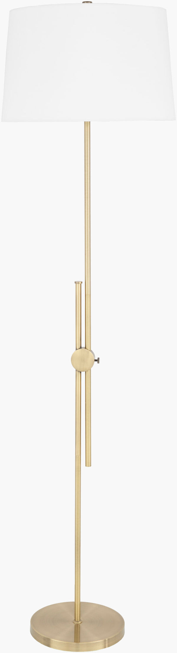 Surya Jace Modern 64" Accent Floor Lamp – Stylish Polyester & Metal Design To Brighten Your Home Decor Body, Metallic ,Brass,Base, Metallic ,Brass,Shade (Outside), Ivory,Shade (Inside), White,Finial, Metallic ,Brass,Harp, Metallic ,Brass,Cord, Translucent Iron,Iron,Polyester,Iron Jce-004