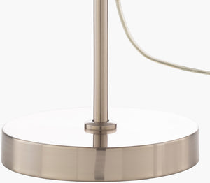 Surya Jace Modern 25" Accent Table Lamp With Chic Polyester Shade & Durable Metal Body For Stylish Decor Body, Metallic ,Nickel,Base, Metallic ,Nickel,Shade (Outside), Ivory,Shade (Inside), White,Finial, Metallic ,Nickel,Harp, Metallic ,Nickel,Cord, Translucent Iron,Iron,Polyester,Iron Jce-001