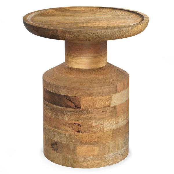 English Elm Haynes Solid Mango Accent Table – Handcrafted Sculptural Wood End Table, Boho Style, Multipurpose Light Brown B136P158440