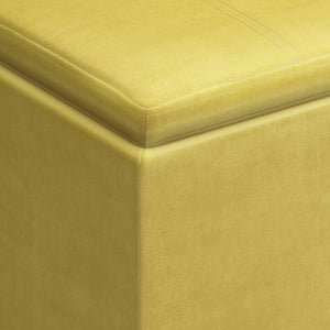 English Elm Rockwood - Stylish Dijon Yellow Velvet Cube Storage Ottoman With Tray For Modern Living Spaces B136P159101-GIGA