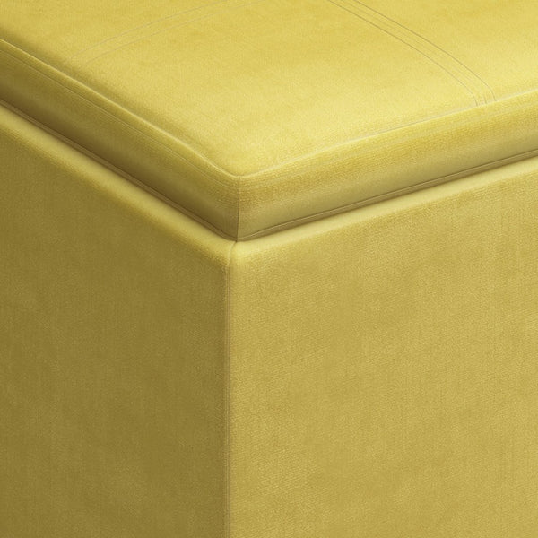 English Elm Rockwood - Stylish Dijon Yellow Velvet Cube Storage Ottoman With Tray For Modern Living Spaces B136P159101-GIGA
