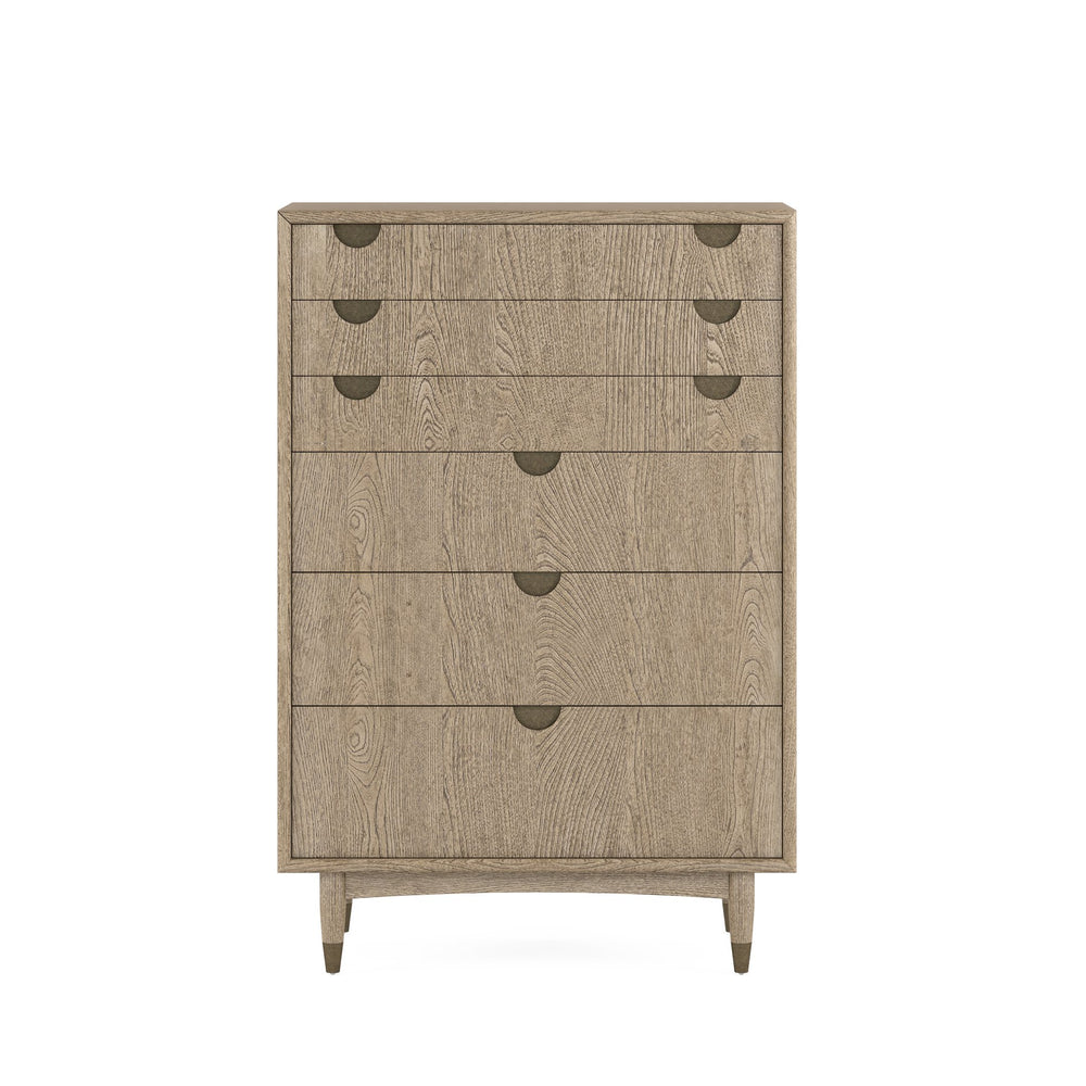 A.R.T. Furniture Finn Mid-century Modern Drawer Chest With Cedar-lined Storage, Tawny Finish & Antique Gold Accents Light Brown Parawood Solids,Elm Veneer,Metal 313150-2803