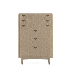 A.R.T. Furniture Finn Mid-century Modern Drawer Chest With Cedar-lined Storage, Tawny Finish & Antique Gold Accents Light Brown Parawood Solids,Elm Veneer,Metal 313150-2803