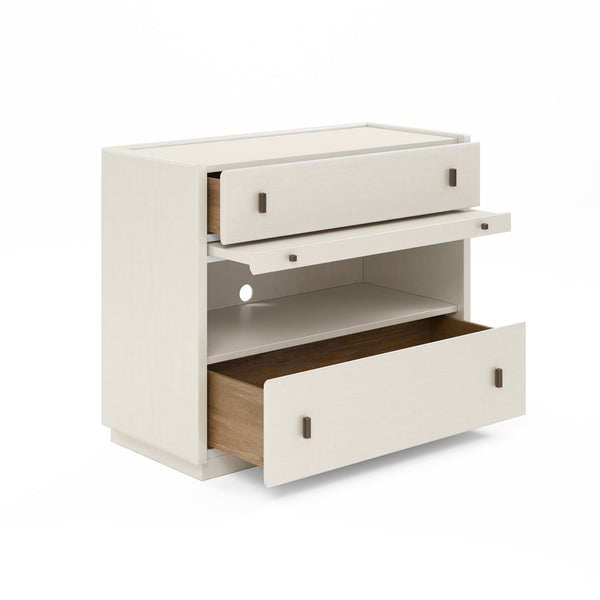A.R.T. Furniture Blanc Contemporary Bachelor’S Chest With Alabaster Finish, Cedar-lined Drawers & Pull-out Tray White Parawood Solids,Maple Veneers,Metal 289158-1017