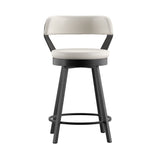 Homelegance By Top-Line Amir Faux Leather Metal Swivel 25" Counter Height Stools (Set of 2) White Metal