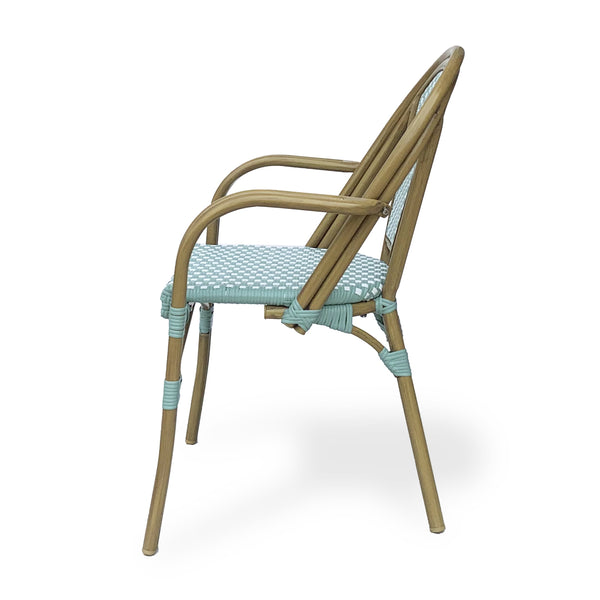 English Elm Bistro Wicker Outdoor Dining Chairs Set of Two with Rust Resistant Aluminum Frame Patio 72905.00LT