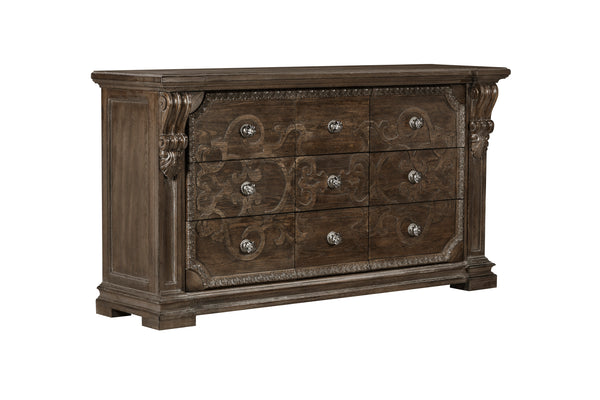 A.R.T. Furniture Vintage Salvage Wren Dresser - Exquisite Walnut Finish, Parawood Solids, Timeless Traditional Elegance Brown, Brown Material, Parawood Solids 231131-2812