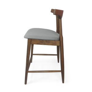 English Elm Counter Stools Set of Two Mid-century Rubberwood Frame Upholstered Kitchen Island Seating 72661.00LGRY