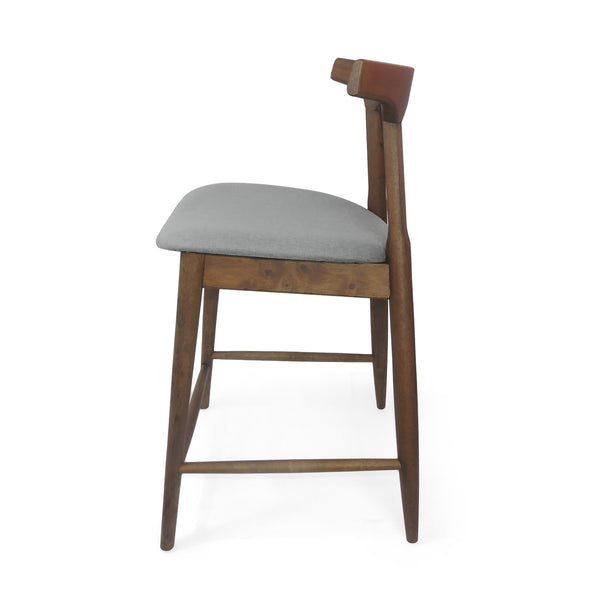 English Elm Counter Stools Set of Two Mid-century Rubberwood Frame Upholstered Kitchen Island Seating 72661.00LGRY