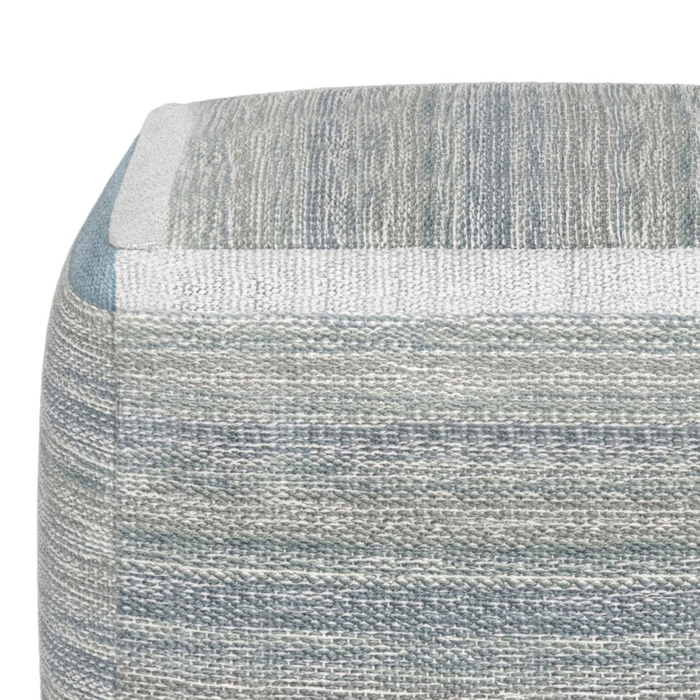 English Elm Naya Cube Pouf - Hand-Woven Blue Mélange For Stylish Seating & Versatile Home Decor Solution B136P159269