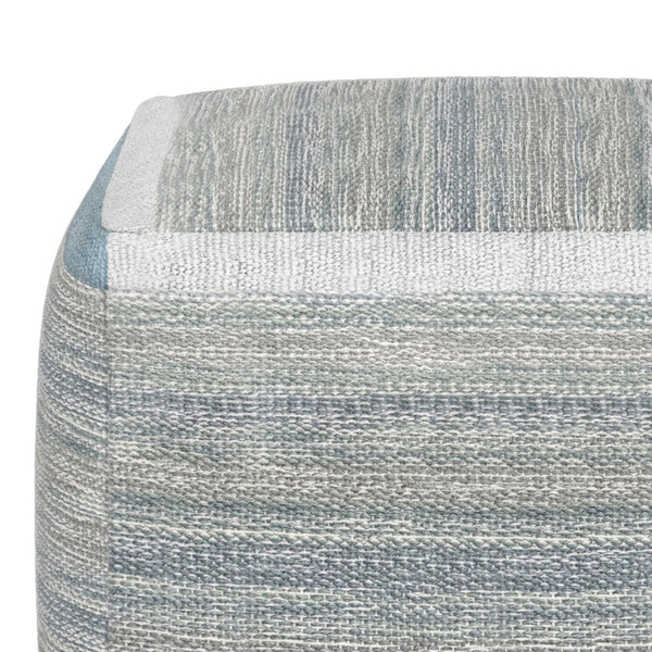 English Elm Naya Cube Pouf - Hand-Woven Blue Mélange For Stylish Seating & Versatile Home Decor Solution B136P159269