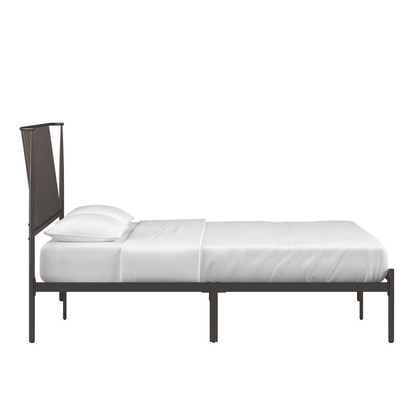 Homelegance By Top-Line Dante Metal Platform Bed with Curved Metal Headboard Dark Bronze Metal