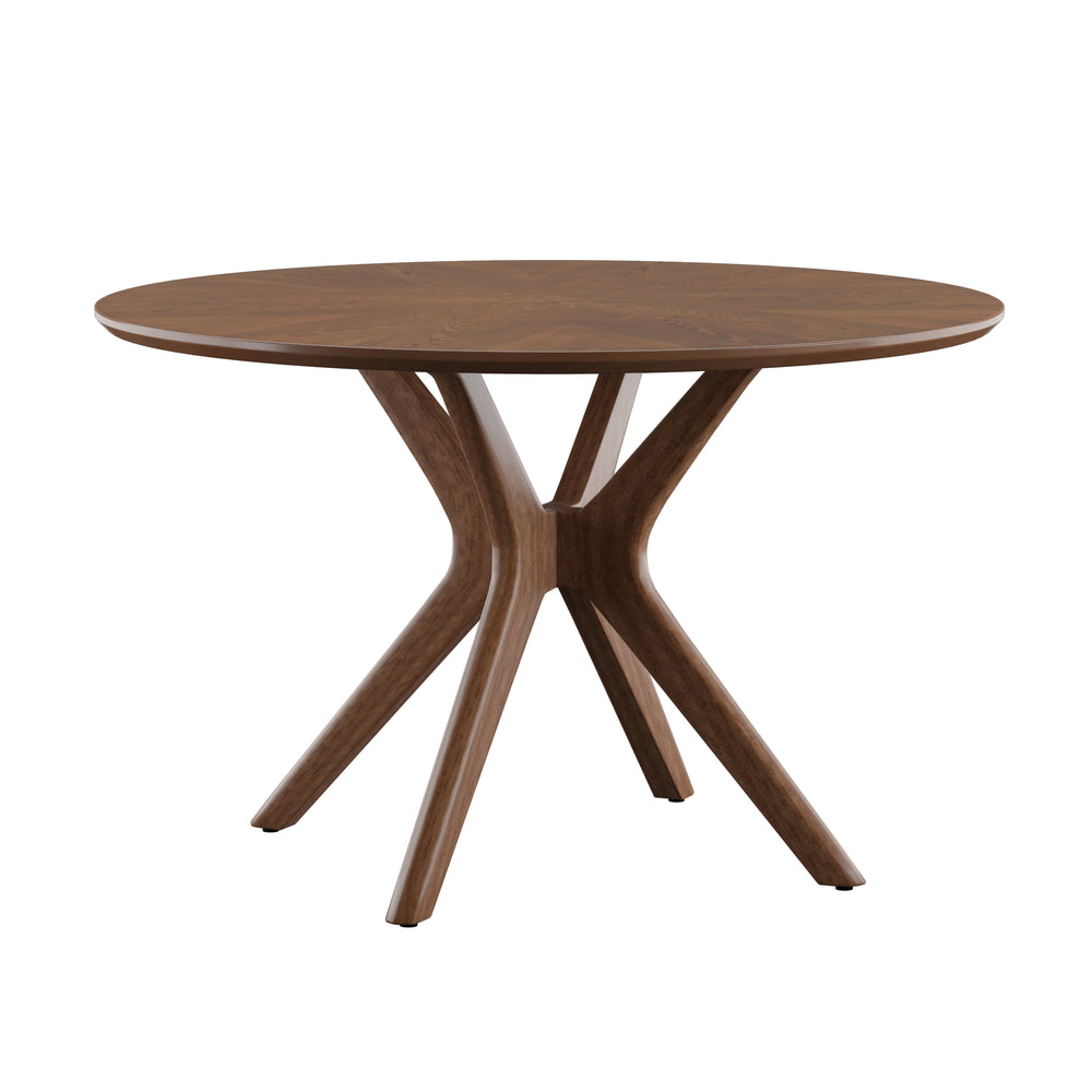 Homelegance By Top-Line Martine Mid-Century Walnut Finish Round Dining Table Walnut Rubberwood