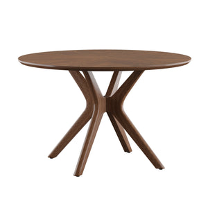 Homelegance By Top-Line Martine Mid-Century Walnut Finish Round Dining Table Walnut Rubberwood
