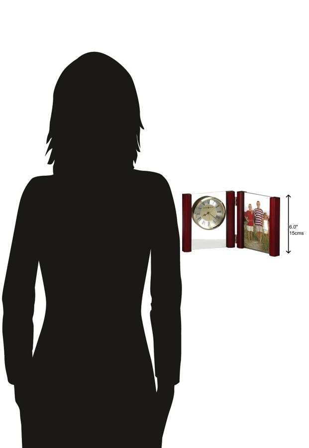 Hekman Furniture 645618 Alex Portrait Alarm Clock - Elegant Wood Frame Table Clock With Quartz Movement & Photo Frame  Alex Tabletop Clock 645618