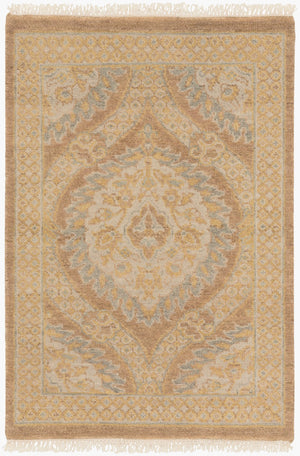 Surya Jade Handmade 2' X 3' Elegant Medium Pile Rug With Fringe - Exquisite Comfort And Style For Home Tan Wool Jde3003-23