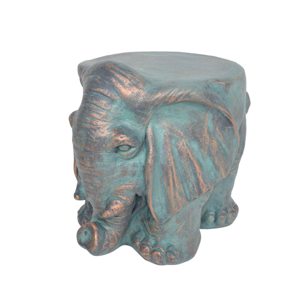 English Elm Christopher Knight Home® - Elephant Copper Patina Garden Stool - Weather-Resistant Magnesium Oxide Accent Table, 16.75L x16W x14.25H 63393.00COP