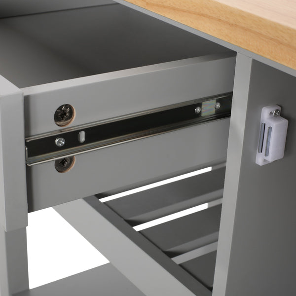 English Elm Christopher Knight Home® - Kitchen Island Cart with Solid Rubberwood Top, 41.75" Mobile Island with Drawer, Cabinet, Shelves & Wheels Grey 67756.00NATGRY