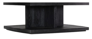 Hooker Furniture Linville Shou Sugi Ban Square Cocktail Table — 42" Charred Shadow Finish, Plinth Base, Rustic Modern Centerpiece 6150-80210-99
