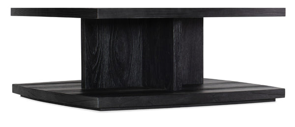 Hooker Furniture Linville Shou Sugi Ban Square Cocktail Table — 42" Charred Shadow Finish, Plinth Base, Rustic Modern Centerpiece 6150-80210-99