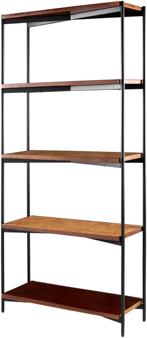 Judith JDI-005 72"H x 33"W x 12"D Bookcase JDI-005  Top: Brown; Base: Gray Surya