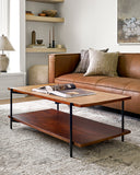 Judith JDI-001 17"H x 48"W x 24"D Coffee Table JDI-001  Top: Brown; Base: Gray Surya