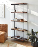 Judith JDI-005 72"H x 33"W x 12"D Bookcase JDI-005  Top: Brown; Base: Gray Surya