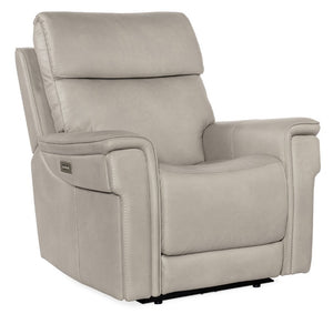 Hooker Furniture Lyra Zero Gravity Recliner With Power Headrest, Lumbar Support, Usb Port And Cupholder In Leather Light Gray SS608-PHZL1-091
