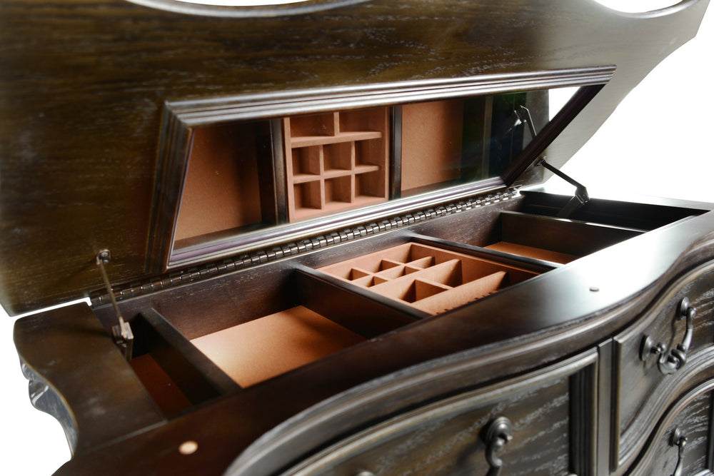 English Elm Steve Silver - Rhapsody Antique-Style Lift Top Chest in Dark Brown Wood — Hardwood Solids, French Dovetail Drawers, Molasses Finish B081P157155