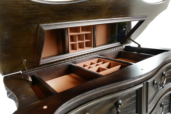 English Elm Steve Silver - Rhapsody Antique-Style Lift Top Chest in Dark Brown Wood — Hardwood Solids, French Dovetail Drawers, Molasses Finish B081P157155