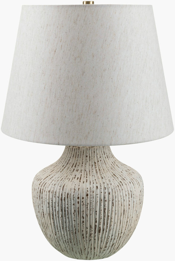 Livabliss Judarn Ceramic Accent Lamp with Linen Shade Warm Glow for Bedside or Console JDR-002