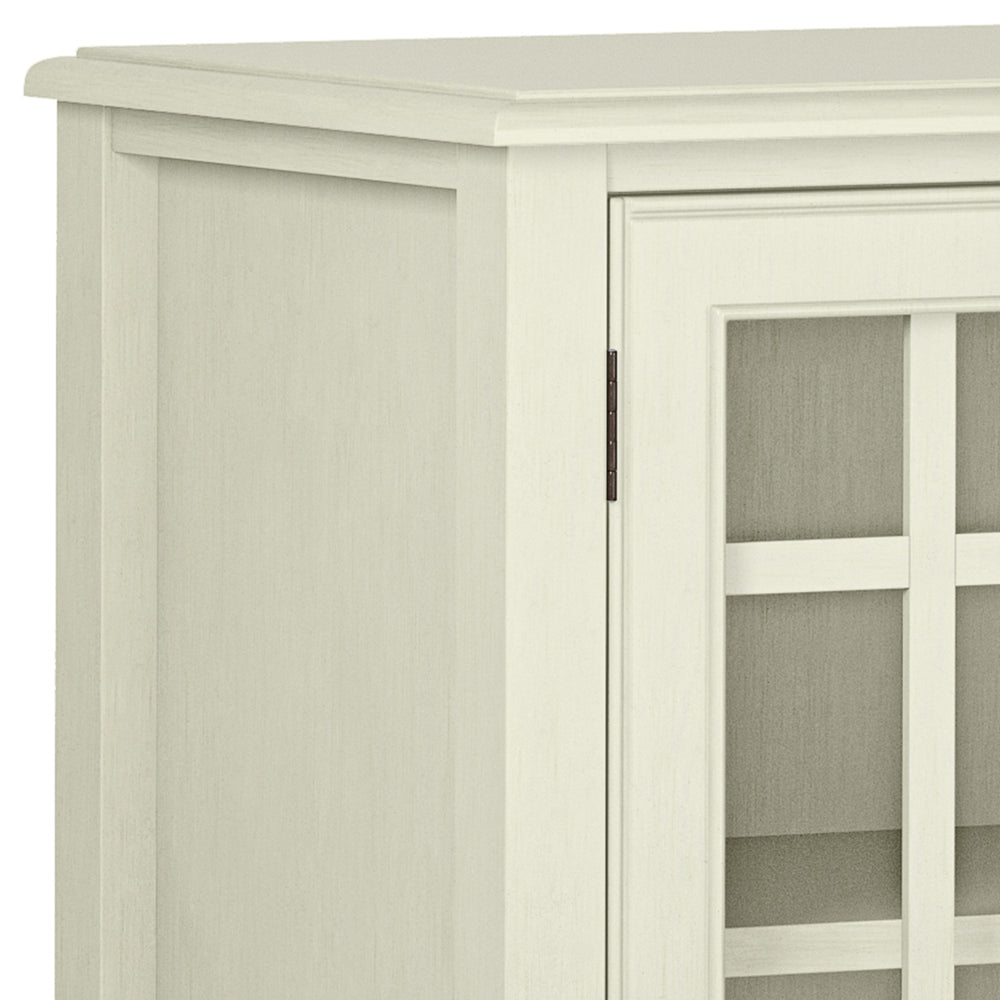 English Elm Connaught Low Storage Cabinet - Timeless Antique White Charm With Glass Doors & Adjustable Shelves B136P158530
