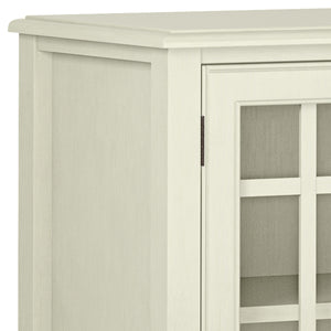 English Elm Connaught Low Storage Cabinet - Timeless Antique White Charm With Glass Doors & Adjustable Shelves B136P158530